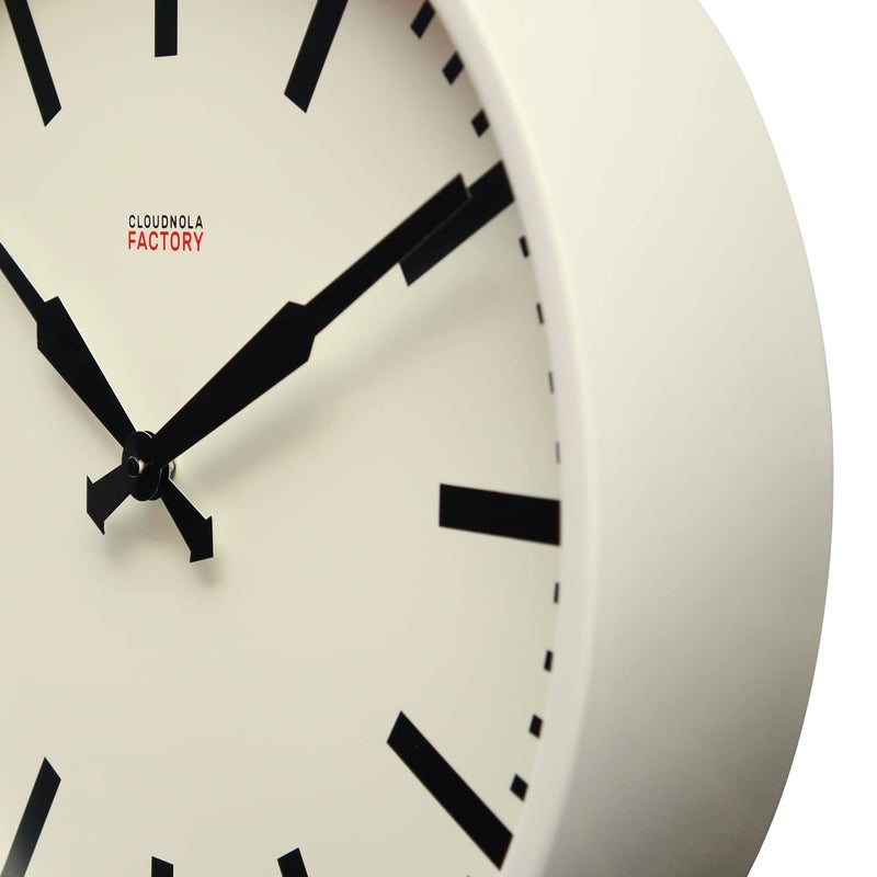Cloudnola White Metal Station Wall Clock, Designer Clock, 18 inch Diameter, Modern Wall Clock Without Ticking, Battery Operated Quartz Movement - Image 2
